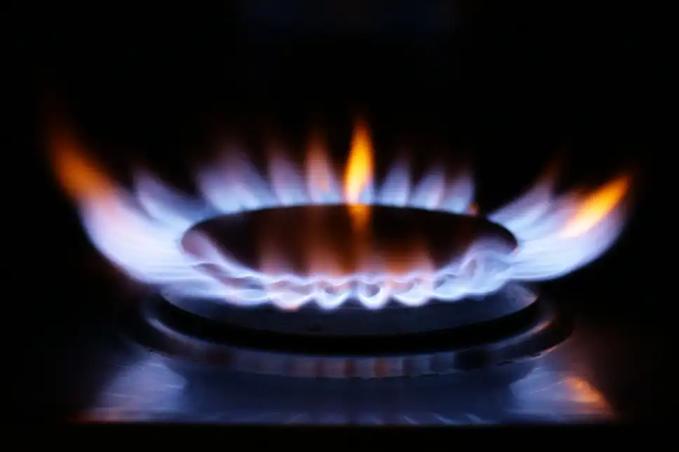 A gas ring lit on a cooker